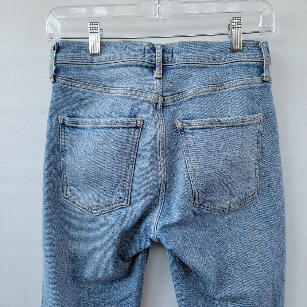 Agolde Toni Size 24 Distressed Raw Step Hem Light Wash Minimalist Cropped Jeans - Picture 12 of 14
